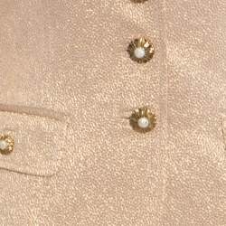 مملوكة مسبقًا Dolce & Gabbana Matte Gold Cloque Faux Pearl Embedded Button Front Blazer M