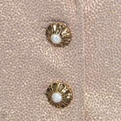 مملوكة مسبقًا Dolce & Gabbana Matte Gold Cloque Faux Pearl Embedded Button Front Blazer M