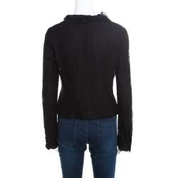 Pre Owned جاكيت دولتشي آند غابانا أخضر زيتوني مورد دانتيل مكشكش M