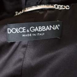 Dolce & Gabbana Black Striped Lace Ruffle Trim Button Front Jacket M