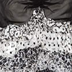 مملوكة مسبقًا توب باستييه دي آند جي حرير مورد مطبوع مكشكش بلا أكمام M