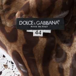 Pre Owned Dolce & Gabbana Leopard Printed Silk Contrast Lace Insert Sleeveless Top M
