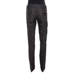 Pre Owned Dolce & Gabbana Black Contrast Topstitch Detail Denim Jeans M