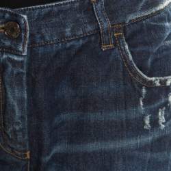 Pre Owned Dolce & Gabbana Indigo Washed Denim Distressed Straight Fit Jeans M