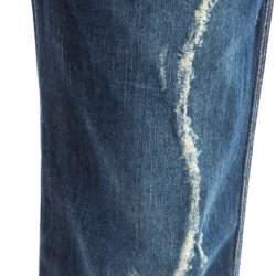 Pre Owned Dolce & Gabbana Indigo Washed Denim Distressed Straight Fit Jeans M