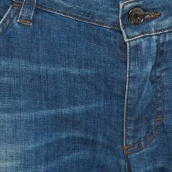 Pre Owned بنطلون جينز دولتشي أند غابانا كيوت قصة مستقيمة دنيم ممزق باهت أزرق داكن L