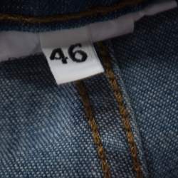 Pre Owned بنطلون جينز دولتشي أند غابانا كيوت قصة مستقيمة دنيم ممزق باهت أزرق داكن L