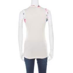 مملوكة مسبقًا Dolce & Gabbana Beige Jersey Floral Printed Trim Tank Top S