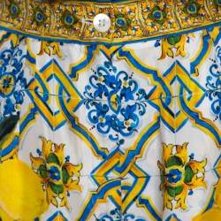 Pre Owned Dolce & Gabbana Majolica Printed Silk Top and Shorts Set S