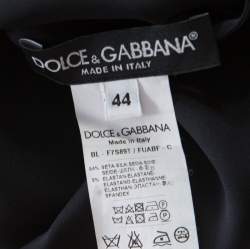 Pre Owned Dolce & Gabbana Monochrome Small Flower Print Silk Ruffled Bib Blouse M