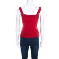 مملوكة مسبقًا Dolce & Gabbana Red Polka Dotted Silk Sleeveless Top S
