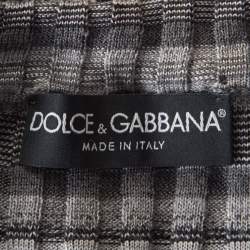 Dolce & Gabbana Grey Ribbed Knit Stripe Long Sleeve Sweater Top M