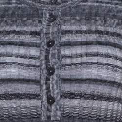 Dolce & Gabbana Grey Ribbed Knit Stripe Long Sleeve Sweater Top M