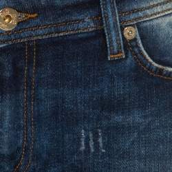 Pre Owned Dolce & Gabbana Indigo Washed Denim Distressed Frayed Edge Mini skirt S