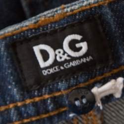 Pre Owned Dolce & Gabbana Indigo Washed Denim Distressed Frayed Edge Mini skirt S