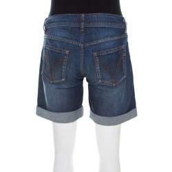 مملوكة مسبقًا شورت دولتشي أند غابانا دنيم حواف بأساورنمط داكن أزرق داكن S