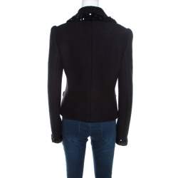 Pre Owned جاكيت بليزر دولتشي أند غابانا صوف حوافمزينة ترتر أسود M