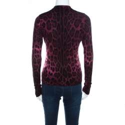 Pre Owned توب سويتر دولتشي أند غابانا صوف مطبوع نقشة الفهد بنفسجي ملبري S