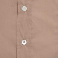 مملوكة مسبقًا قميص دولتشي آند غابانا قطن بني بأزرار أمامية أكمام طويلة M