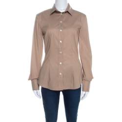 Pre Owned Dolce & Gabbana Brown Cotton Button Front Long Sleeve Shirt M