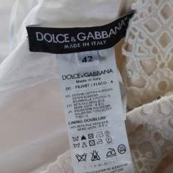 Dolce & Gabbana Cream Lace Waist Bow Detail Maxi Dress M 
