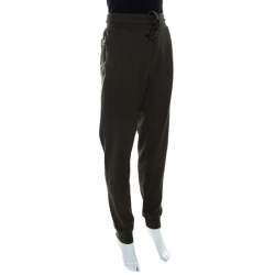 Pre Owned Dolce & Gabbana Military Green Waffle Knit Jogger Pants L 