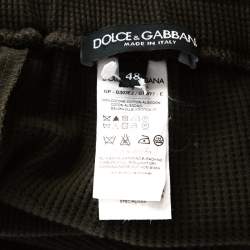 Pre Owned Dolce & Gabbana Military Green Waffle Knit Jogger Pants L 