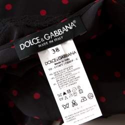 Pre Owned توب كاميسول دولتشي أند غابانا بولكا دوت بلا أكمام حرير أسود و أحمر S