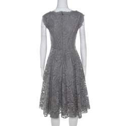 Dolce & Gabbana Grey Lace Sleeveless Flared Dress S 