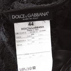 Pre Owned Dolce & Gabbana Black Lace Ruffle Sleeve and Hem Detail Midi Dress M 