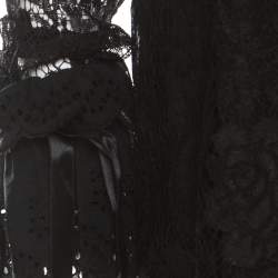 Pre Owned Dolce & Gabbana Black Lace Ruffle Sleeve and Hem Detail Midi Dress M 