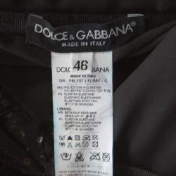 Pre Owned Dolce & Gabbana Black Embellished Tulle Ruched Off Shoulder Gown L