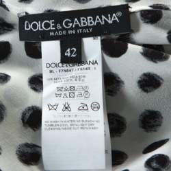 Pre Owned Dolce & Gabbana Monochrome Brushstroke Polka Dot Print Silk Blouse M