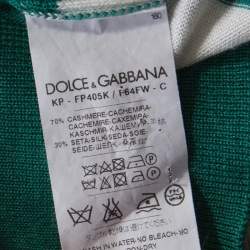 Pre Owned تي شيرت بولو دولتشي آند غابانا كشمير أبيض أوف وايت وأخضر مقلم M