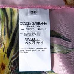 Pre Owned Dolce & Gabbana Pink Pineapple Print Silk Boxy Shirt S