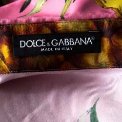 Pre Owned Dolce & Gabbana Pink Pineapple Print Silk Boxy Shirt S