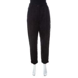 Pre Owned Dolce & Gabbana Brown Fuzzy Wool Blend Carrot Fit Trousers S