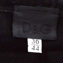 Pre Owned D&G Vintage Black Rib Knit Cropped Wrap Cardigan M