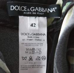 Pre Owned Dolce & Gabbana Black & Red Cady Carnation Print Miss Crepe Slim Leg Trousers M 