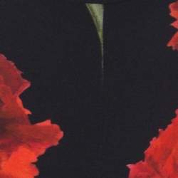 Pre Owned Dolce & Gabbana Black & Red Cady Carnation Print Miss Crepe Slim Leg Trousers M 