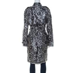 Pre Owned Dolce & Gabbana Grey Coated Silk Floral Lace Pattern Raincoat M 