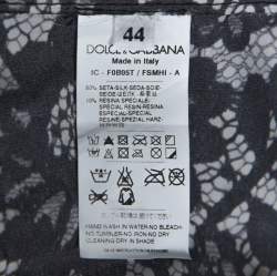 Pre Owned Dolce & Gabbana Grey Coated Silk Floral Lace Pattern Raincoat M 