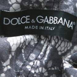 Pre Owned Dolce & Gabbana Grey Coated Silk Floral Lace Pattern Raincoat M 