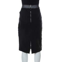 مملوكة مسبقًا Dolce & Gabbana Black & White Silk Blend Ruched Detail Skirt M