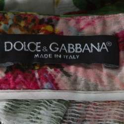 Pre Owned Dolce & Gabbana Floral Print Silk Blend Jacquard Applique Lace Detail Skirt S