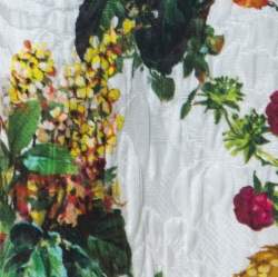 Pre Owned Dolce & Gabbana Floral Print Silk Blend Jacquard Applique Lace Detail Skirt S