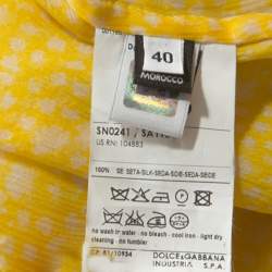 Pre Owned D&G Yellow Floral Print Sheer Silk Crepe Elasticized Neck Blouse S