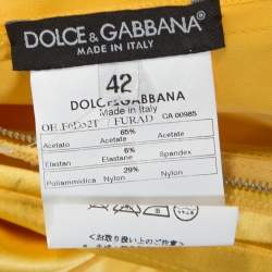 مملوكة مسبقًا Dolce & Gabbana Yellow Stretch Satin Sleeveless Sheath Dress M
