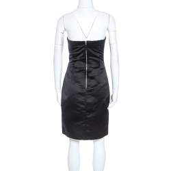 Pre Owned Dolce and Gabbana Black Silk Strapless Short Dress S