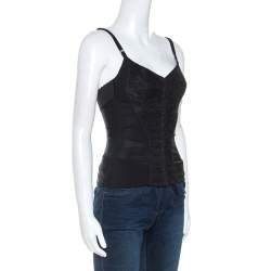 Pre Owned توب دولتشي آند غابانا باستييه دانتيل أسود مزين S